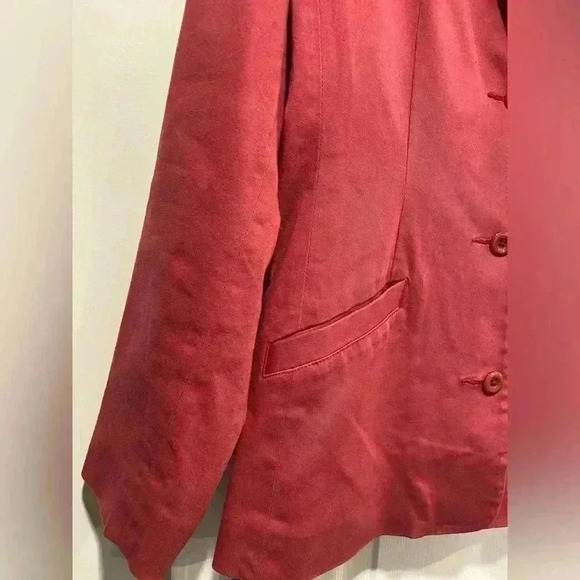 L.L. Bean VTG Y2K Rose Pink Cotton Lined Button Blazer Pea Coat Pockets Size 12 - Picture 4 of 12
